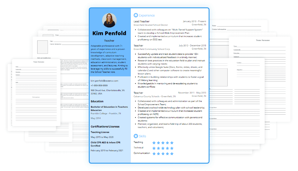 Make a perfect CV with professional resume builder SweetCV Make a perfect CV with professional resume builder SweetCV