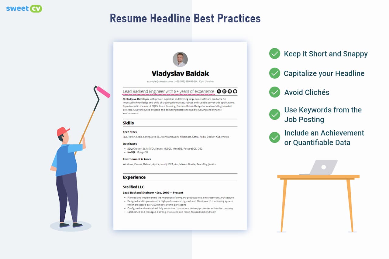 meaning of headline in a cv