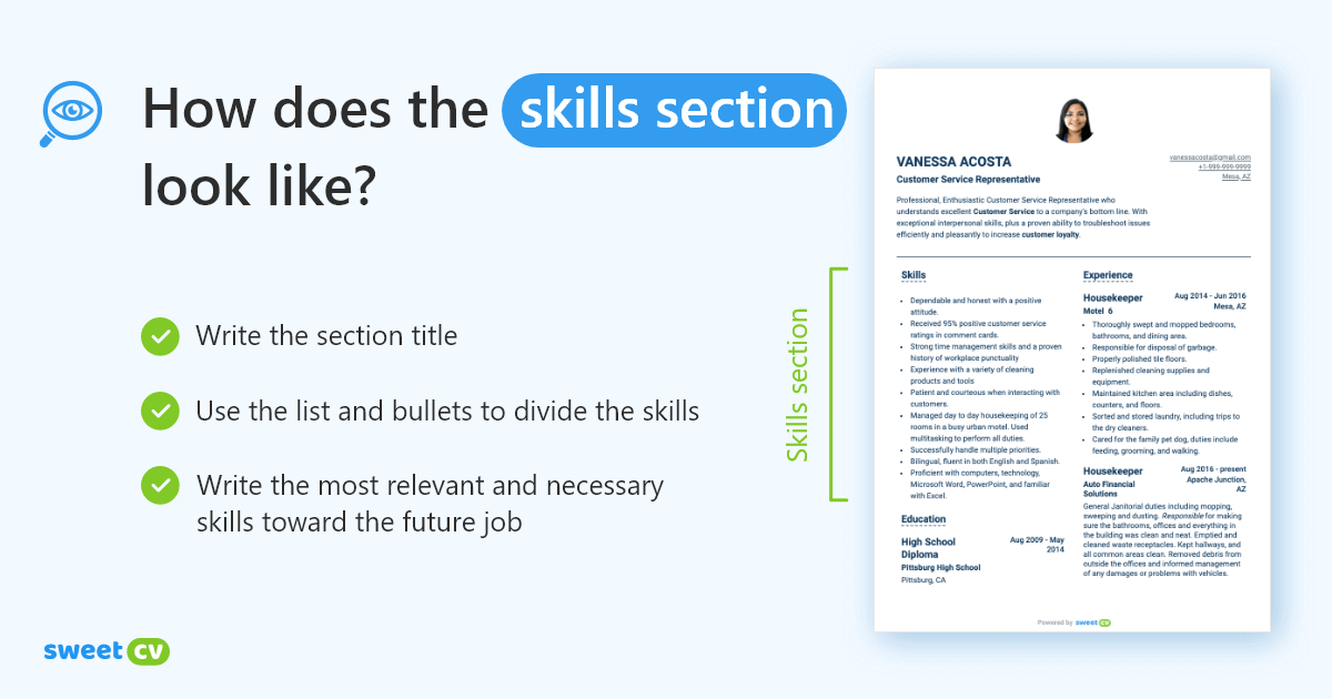 What does the skills section look like?