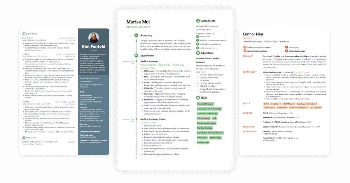 Free resume and CV templates for medical assistant from SweetCV