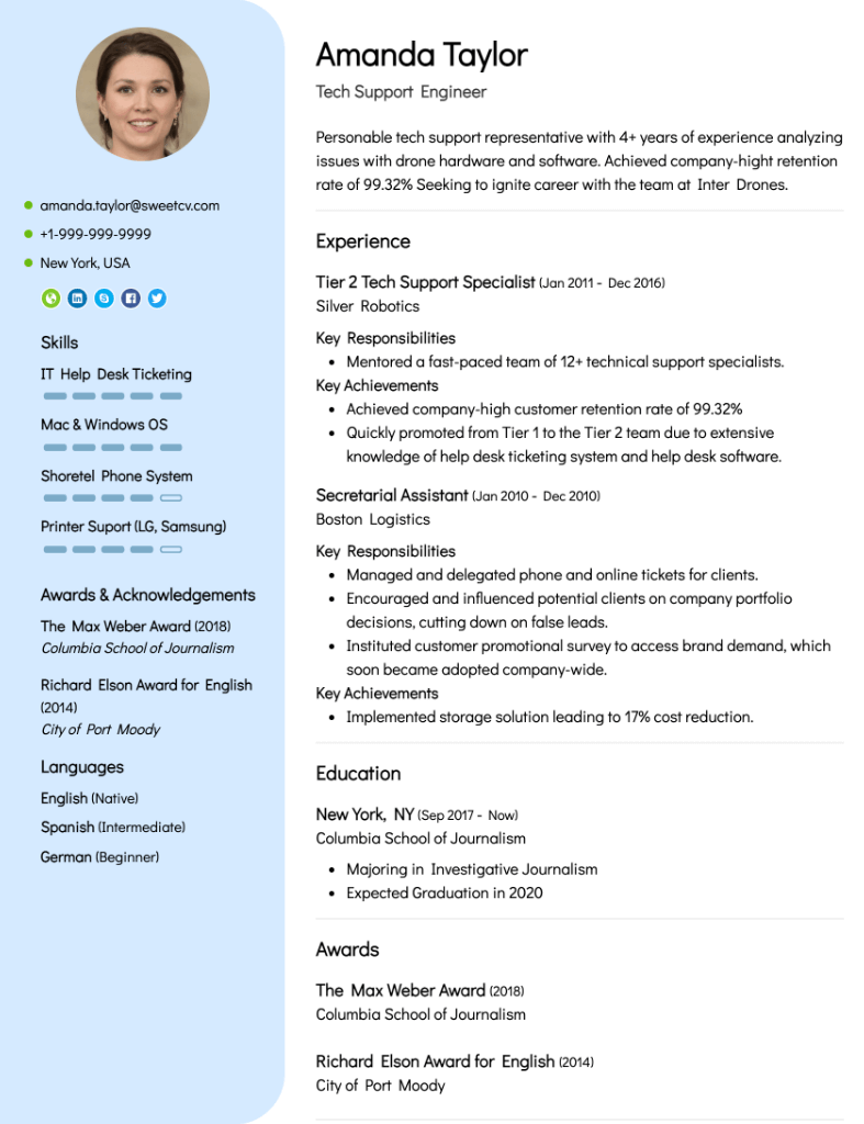 Resume template Accent