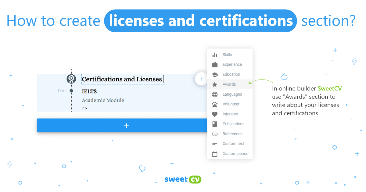 ¿Cómo crear la sección de licencias y certificaciones?